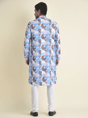 Tabard Blue plain cotton men-kurtas 4