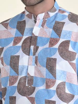 Tabard Blue plain cotton men-kurtas 5