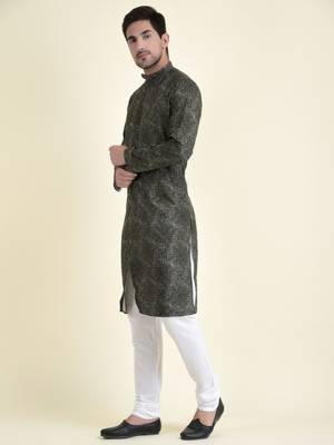 Tabard Green plain cotton men-kurtas 2