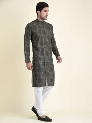 Tabard Green plain cotton men-kurtas 3