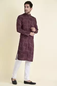 Tabard Purple plain cotton men-kurtas