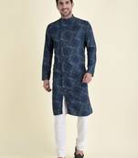 Tabard Blue plain cotton men-kurtas