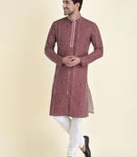 Tabard Maroon plain cotton men-kurtas