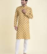 Tabard Beige plain cotton men-kurtas