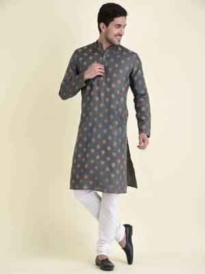 Tabard Green plain cotton men-kurtas 1