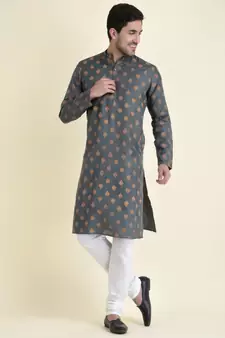 Tabard Green plain cotton men-kurtas