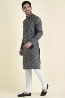 Tabard Green plain cotton men-kurtas