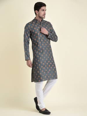 Tabard Green plain cotton men-kurtas 3