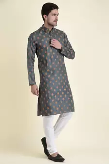 Tabard Green plain cotton men-kurtas