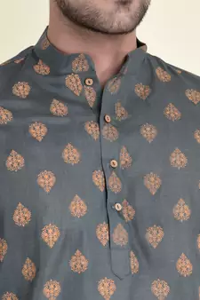 Tabard Green plain cotton men-kurtas