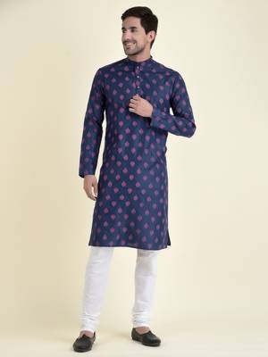 Tabard Blue plain cotton men-kurtas 1