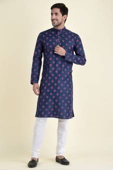 Tabard Blue plain cotton men-kurtas