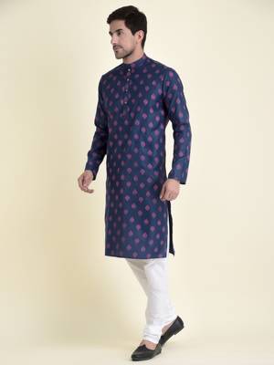 Tabard Blue plain cotton men-kurtas 2