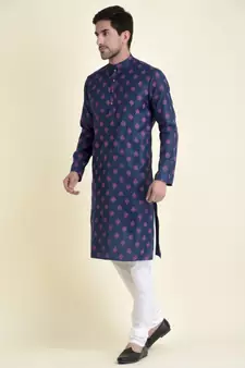 Tabard Blue plain cotton men-kurtas