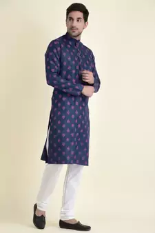 Tabard Blue plain cotton men-kurtas