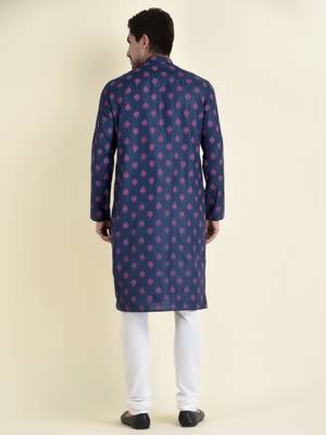 Tabard Blue plain cotton men-kurtas 4