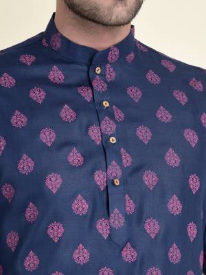 Tabard Blue plain cotton men-kurtas 5
