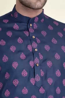 Tabard Blue plain cotton men-kurtas