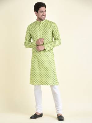 Tabard Green plain cotton men-kurtas 1