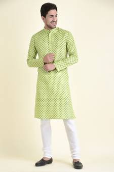 Tabard Green plain cotton men-kurtas
