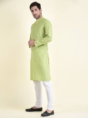 Tabard Green plain cotton men-kurtas 2