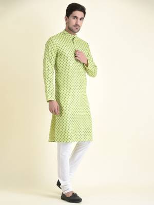 Tabard Green plain cotton men-kurtas 3