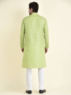 Tabard Green plain cotton men-kurtas 4