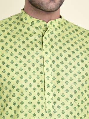 Tabard Green plain cotton men-kurtas 5