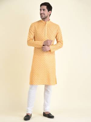 Tabard Yellow plain cotton men-kurtas 1