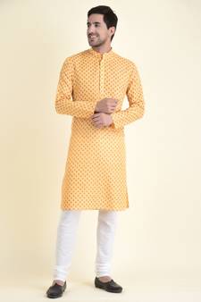 Tabard Yellow plain cotton men-kurtas
