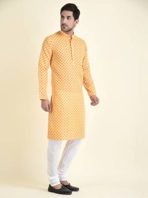 Tabard Yellow plain cotton men-kurtas 3