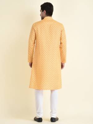 Tabard Yellow plain cotton men-kurtas 4