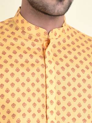 Tabard Yellow plain cotton men-kurtas 5