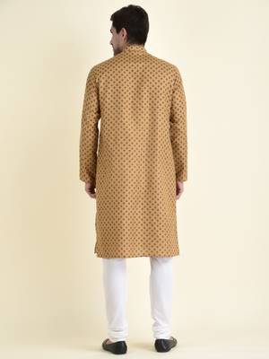 Tabard Beige plain cotton men-kurtas 4