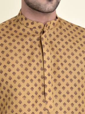 Tabard Beige plain cotton men-kurtas 5