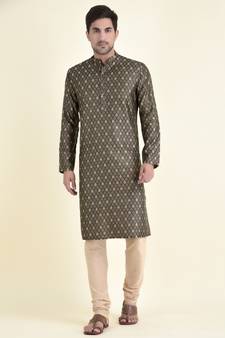 Tabard Brown plain cotton men-kurtas