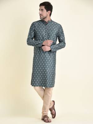 Tabard Blue plain cotton men-kurtas 1