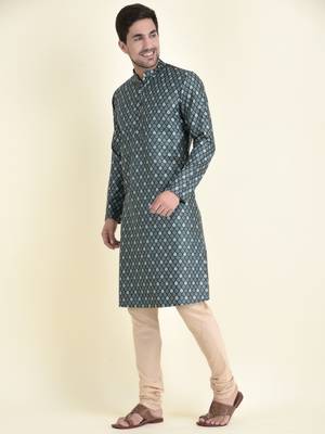 Tabard Blue plain cotton men-kurtas 2