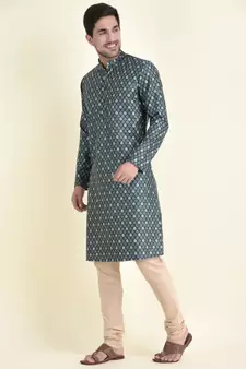 Tabard Blue plain cotton men-kurtas