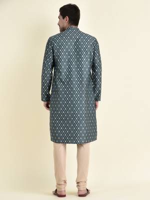 Tabard Blue plain cotton men-kurtas 4