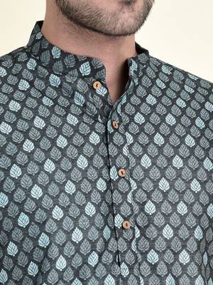 Tabard Blue plain cotton men-kurtas 5