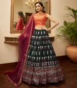 Captivating Green Gotta Patti With Thread Embroidered Georgette Semi Stitched Bridal Lehenga