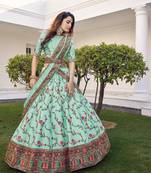 Green Silk Embroidered Floral Design Lehenga Choli