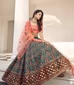 Green Art Silk Thread Work Lehenga Choli