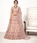 Enchanting Light Pink Embroidered Net Wedding Ghagra Choli With Dupatta