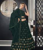 Green Thread With Sequance Embroidered Work Georgette Semi Stitched Lehenga
