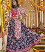 Black Maslin Cotton Traditional Navratri Dandiya Raas Garba Festival Semi Stitched Lehenga Choli