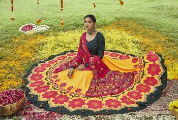 Yellow Maslin Cotton Traditional Navratri Dandiya Raas Garba Festival Semi Stitched Lehenga Choli 2