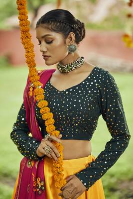 Yellow Maslin Cotton Traditional Navratri Dandiya Raas Garba Festival Semi Stitched Lehenga Choli 4