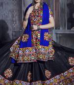 Black embroidered art silk semi stitched lehenga